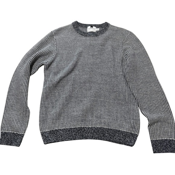 Topman Mens XL Navy White Micro Check Textured Knit Crew Neck Sweater 81T67SNAV - Picture 2 of 4